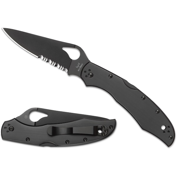Spyderco 2024 Spyderco Cara Cara 2 Black Stainless Black Blade Combo - SPY-BY03BKPS2