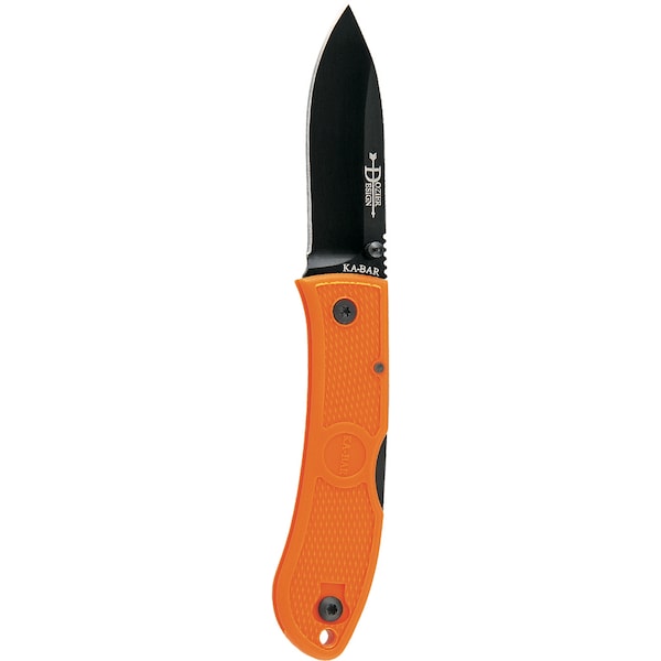 Ka-Bar Knives 2024 Ka-Bar Dozier Folding Hunter-Blaze Orange, Black Pocket Clip - KAB-4062BO