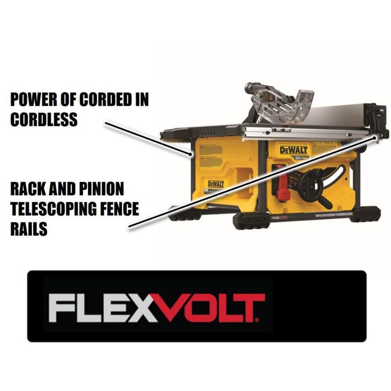 DEWALT FLEXVOLT 60V MAX Sierra de Mesa Inalámbrica sin Escobillas de 8-1/4 pulgadas Kit (Herramienta Solamente) - DCS7485B