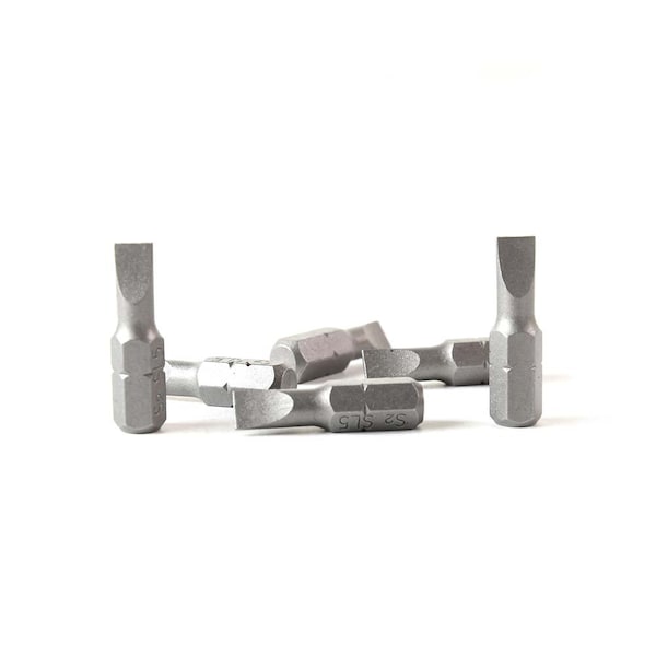 Superior Steel Single End Slotted Screwdriver Bits - 1 Inch Long - 5mm Wide Slot, PK 10 - BS105-10PK