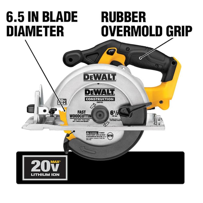 DEWALT Sierra circular inalámbrica 20V MAX de 6.5 pulgadas estilo Sidewinder (solo herramienta) - DCS391B