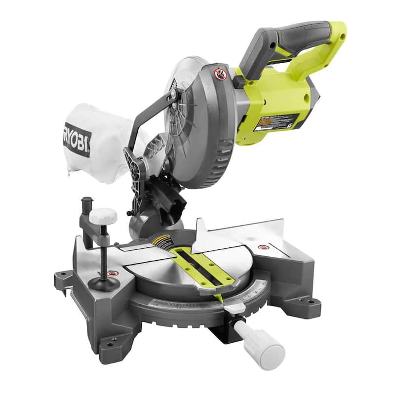 Sierra ingletadora compuesta inalámbrica RYOBI 18V ONE+ de 7-1/4 pulgadas con batería de iones de litio de 4.0 Ah y cargador de 18V - P553KN.