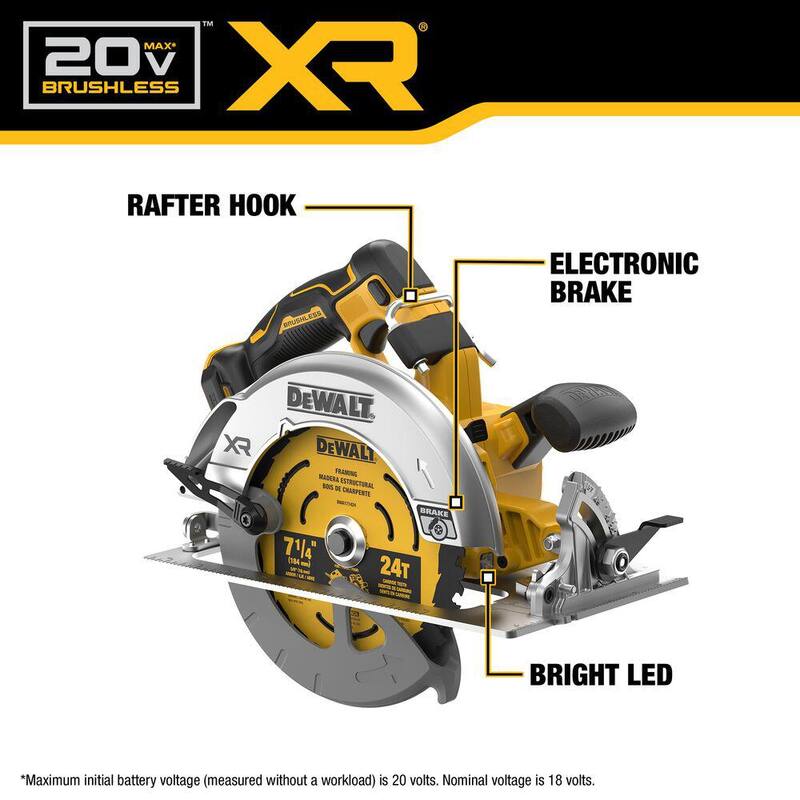 Sierra circular inalámbrica DEWALT de 20 voltios MAX de 7-1/4 pulgadas (Herramienta solamente) - DCS590B