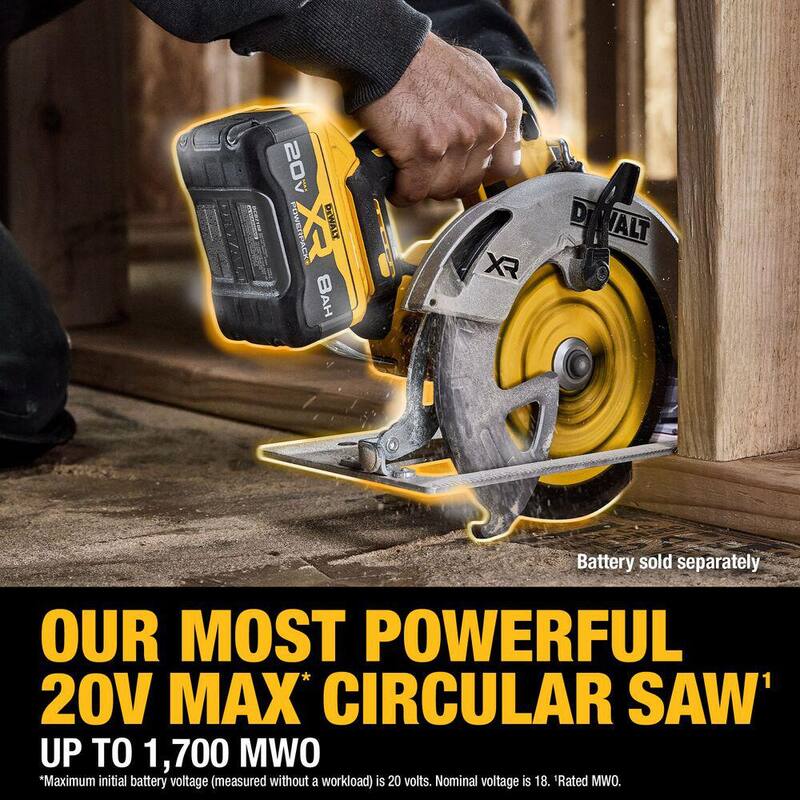 Sierra circular inalámbrica DEWALT de 20 voltios MAX de 7-1/4 pulgadas (Herramienta solamente) - DCS590B