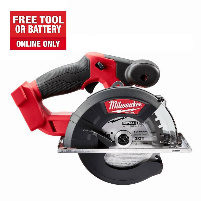 Sierra circular inalámbrica sin escobillas Milwaukee M18 FUEL de 18V de 5-3/8 pulg. para corte de metal con batería de iones de litio (solo herramienta) con hoja de sierra de metal - 2782-20