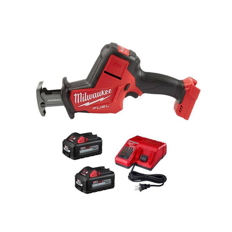 Sierra recíproca inalámbrica Milwaukee M18 FUEL 18V de iones de litio sin escobillas HACKZALL con dos baterías de 6.0 Ah y cargador - 2719-20-48-59-1862S