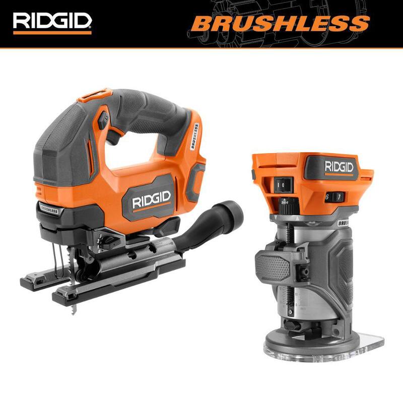 Kit Combo de 2 Herramientas Inalámbricas Brushless de 18V RIDGID con Sierra de Calar y Router (solo herramientas) - R920444SB