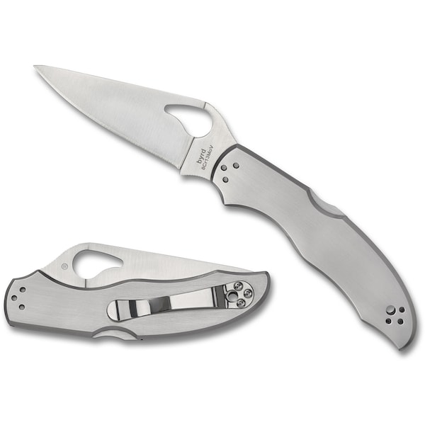 Spyderco 2024 Spyderco, Reveal V5, Harrier 2, Plain Edge, Stainless Steel Handles - SPY-BY01P2
