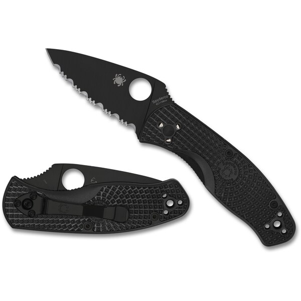 Spyderco 2023 Spyderco Reveal 9, Persistence Lightweight Black Blade, Serrated Edge - SPY-C136SBBK