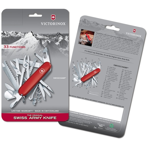 Swiss Army Brands 2024 Victorinox 56501 Swisschamp Red 91Mm, Clam Pack - VIC-1.6795.LB1-X1