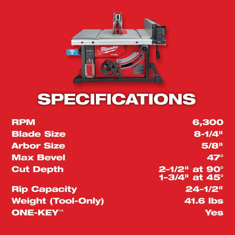 Sierra de mesa Milwaukee M18 FUEL ONE-KEY de 18 voltios y 8-1/4 pulgadas sin escobillas de iones de litio inalámbrica (herramienta solamente) - 2736-20.
