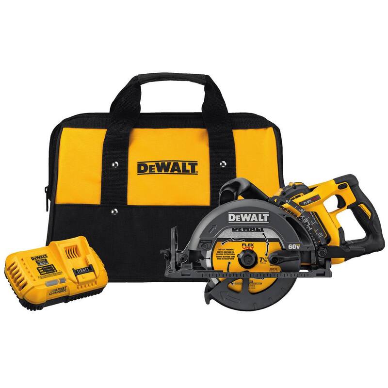 SIERRA DE GUSANO INALÁMBRICA ESTILO DRIVER DE DEWALT FLEXVOLT 60V MAX DE 7-1/4 pulgadas con kit de batería de 9.0Ah - DCS577X1