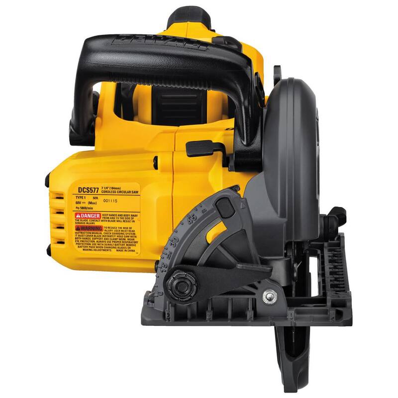 SIERRA DE GUSANO INALÁMBRICA ESTILO DRIVER DE DEWALT FLEXVOLT 60V MAX DE 7-1/4 pulgadas con kit de batería de 9.0Ah - DCS577X1