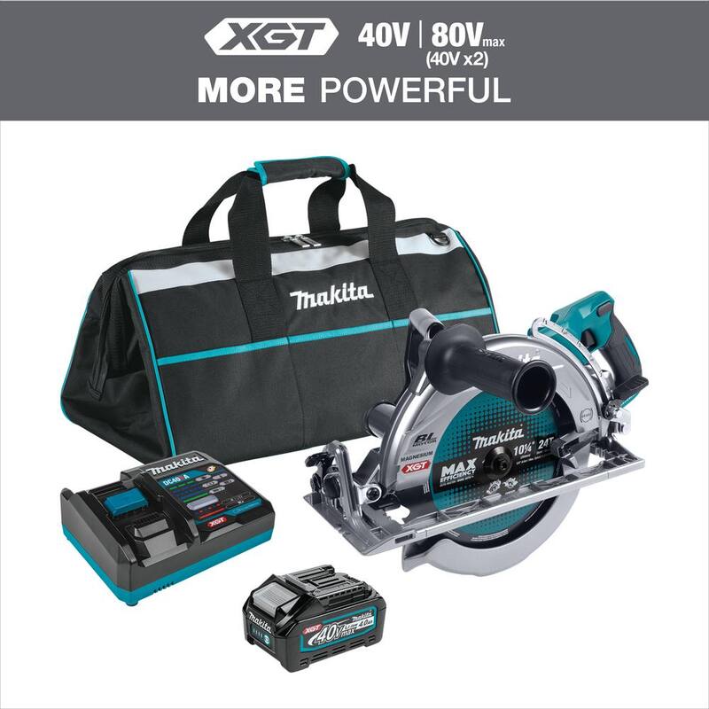 Sierra circular Makita 40V Max XGT inalámbrica sin escobillas de mango trasero de 10-1/4 in. con kit AWS Capable (4.0Ah) - GSR02M1