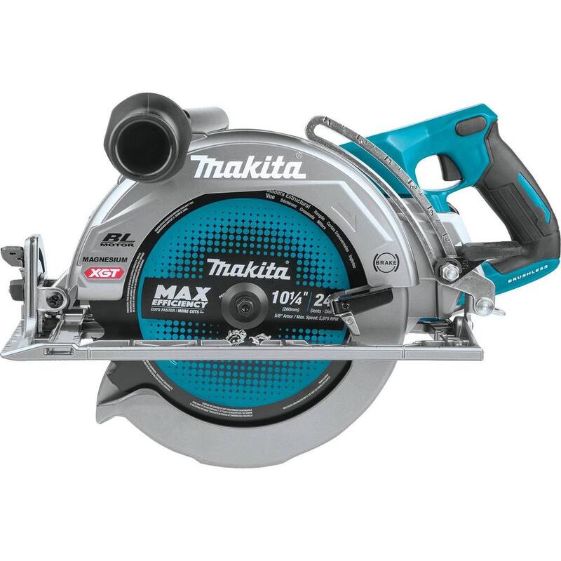 Sierra circular Makita 40V Max XGT inalámbrica sin escobillas de mango trasero de 10-1/4 in. con kit AWS Capable (4.0Ah) - GSR02M1