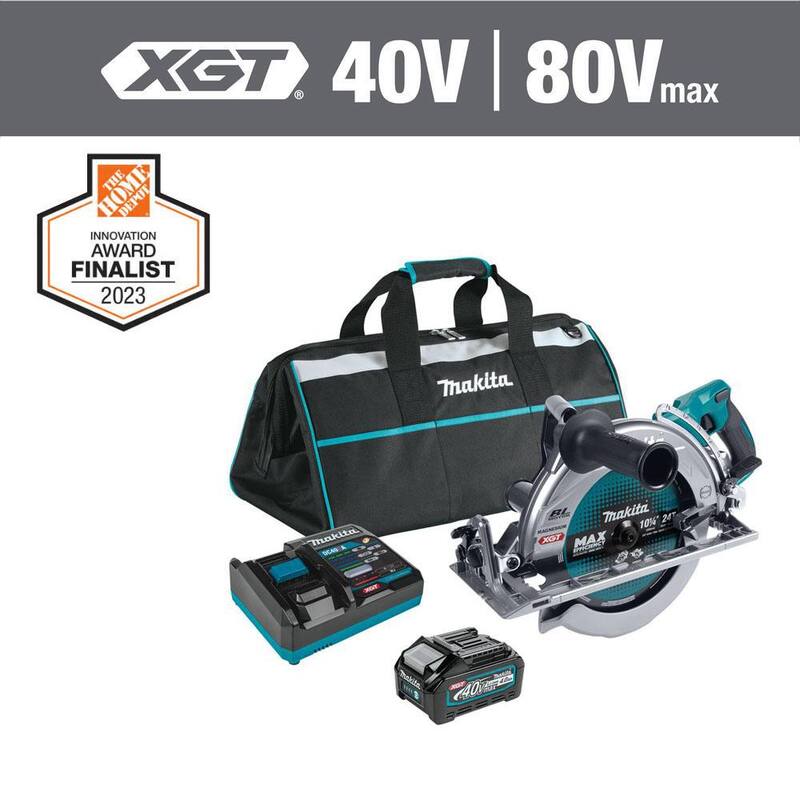 Sierra circular Makita 40V Max XGT inalámbrica sin escobillas de mango trasero de 10-1/4 in. con kit AWS Capable (4.0Ah) - GSR02M1