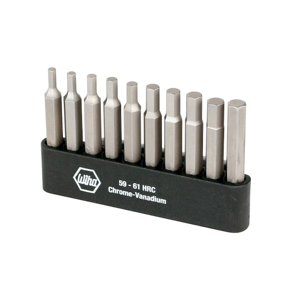 Wiha Hex Inch and Metric Power Bit Set with Holder, 10-Piece - 74986