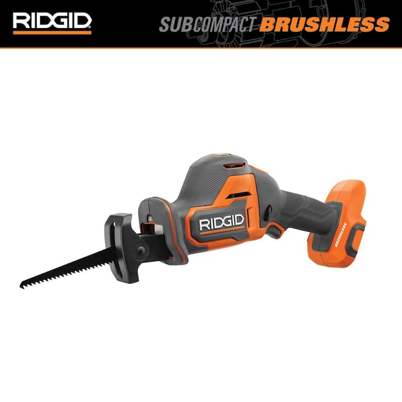 Sierra de sable reciprocante inalámbrica y compacta RIDGID 18V sin escobillas de una mano (Herramienta solamente) - R8648B