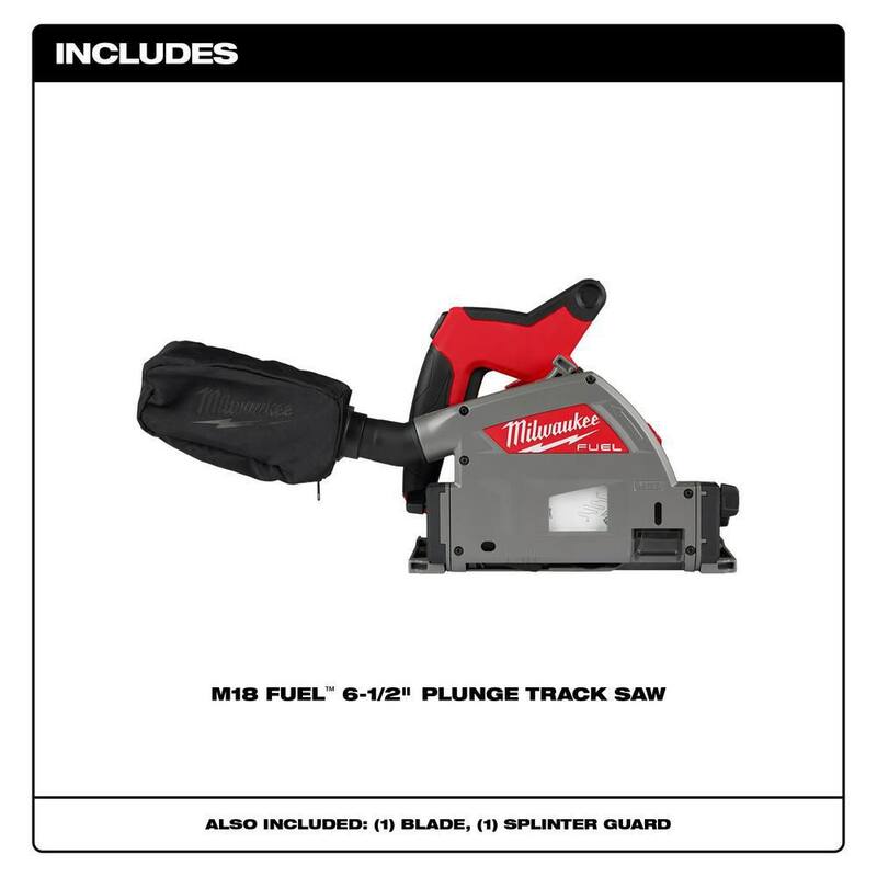 Sierra de inmersión inalámbrica sin escobillas Milwaukee M18 FUEL de 18V con batería de ion de litio de 6-1/2 pulgadas con riel guía de 55 pulgadas y abrazaderas para riel de sierra - 2831-20-48-08-0571-48-08-0573