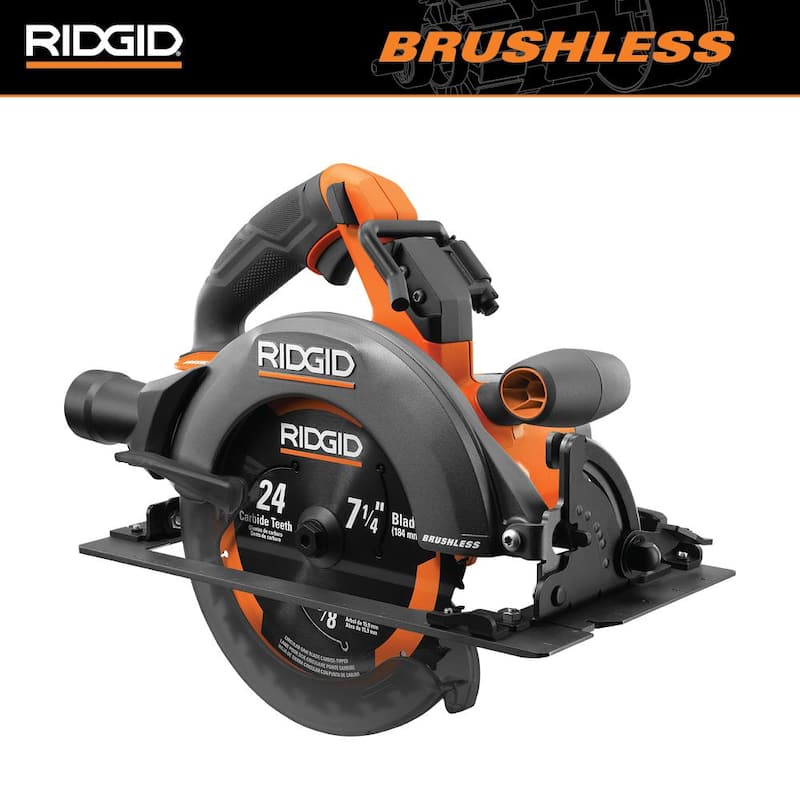 SIERRA CIRCULAR INALÁMBRICA SIN ESCOBILLAS DE 18V RIDGID 7-1/4 pulgadas (Herramienta Únicamente) - R8657B
