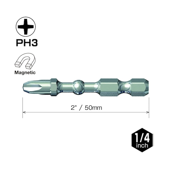 Vessel IMPACT BALL Torsion Bit PH3x50, PK25 - IBPH350P25K