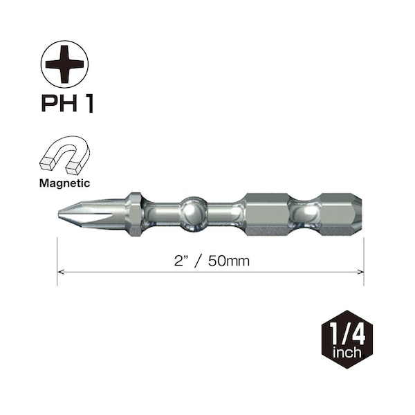 Vessel IMPACT BALL Torsion Bit PH1x50, PK25 - IBPH150P25K