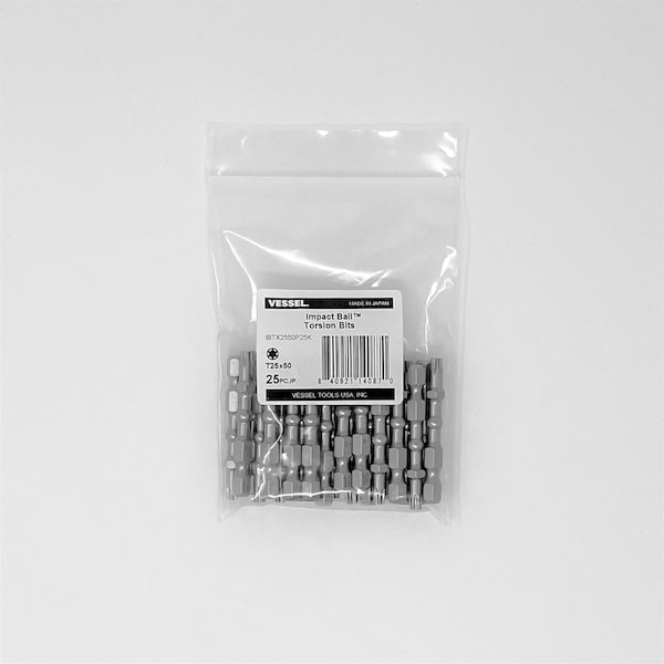 Vessel IMPACT BALL Torsion Bit T25x50, PK25 - IBTX2550P25K
