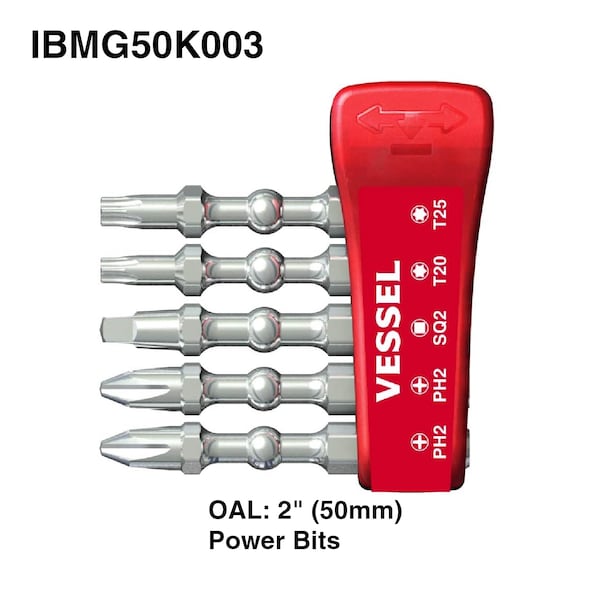 Vessel IMPACT BALL Torsion Bit ASSORTx50, PK5 - IBMG50K003