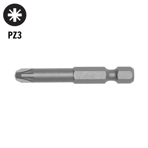 Teng Tools 10 Piece 1/4" Drive Hex Drive 25mm Long PZ3 Pozidriv Bit Set - PZ2500310