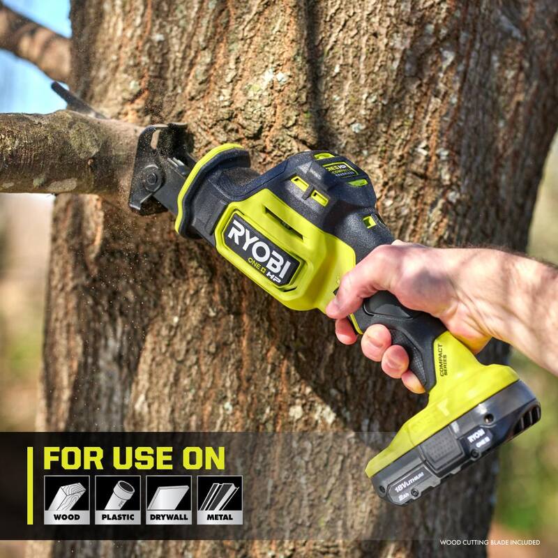 RYOBI ONE+ HP 18V Sierra alternativa compacta inalámbrica de una mano sin escobillas (Herramienta solamente) - PSBRS02B