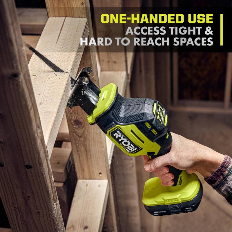 RYOBI ONE+ HP 18V Sierra alternativa compacta inalámbrica de una mano sin escobillas (Herramienta solamente) - PSBRS02B