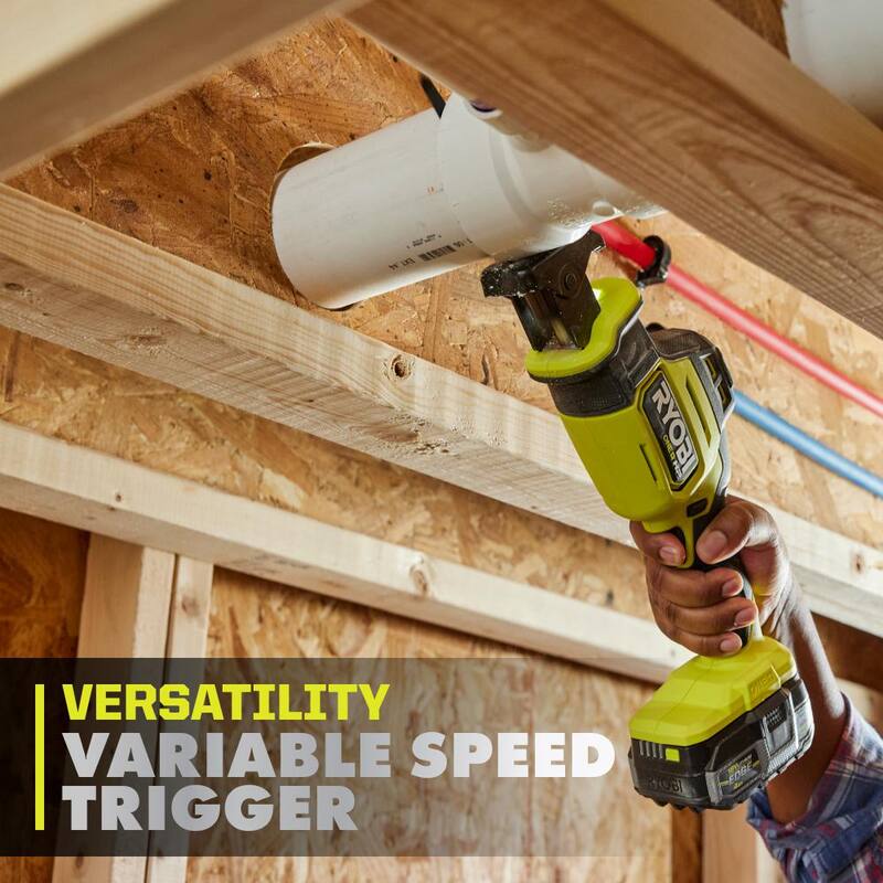 RYOBI ONE+ HP 18V Sierra alternativa compacta inalámbrica de una mano sin escobillas (Herramienta solamente) - PSBRS02B