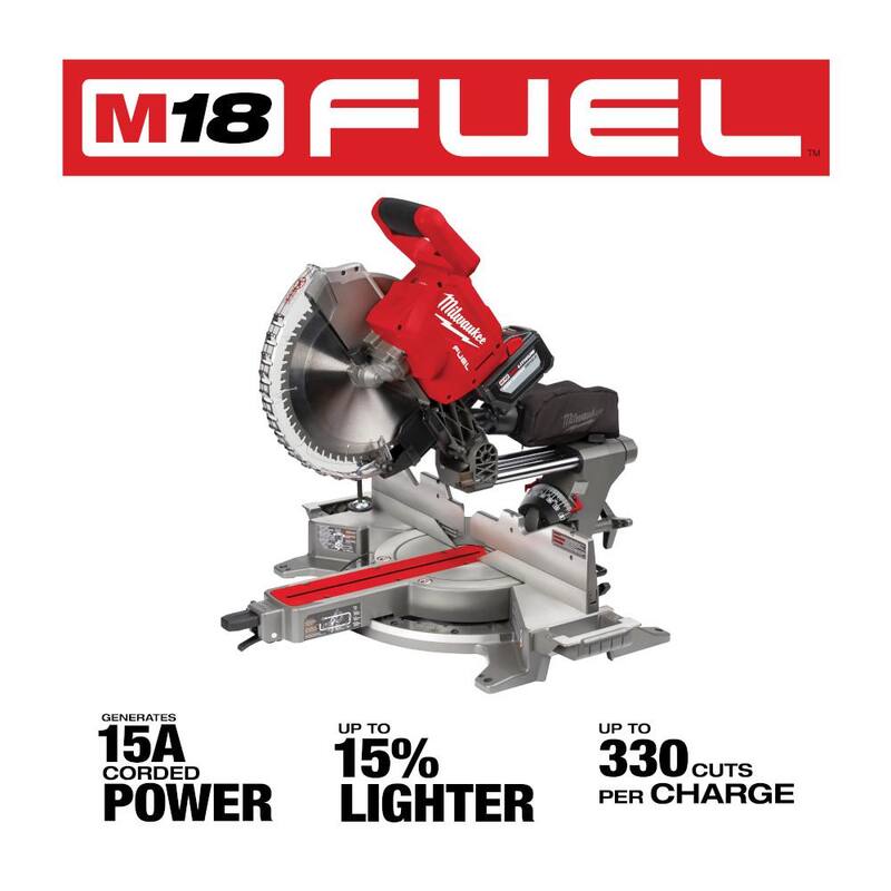 Sierra ingleteadora deslizante compuesta de bisel doble Milwaukee M18 FUEL 18V de 12 pulgadas con soporte (herramienta solamente) - 2739-20-48-08-0551