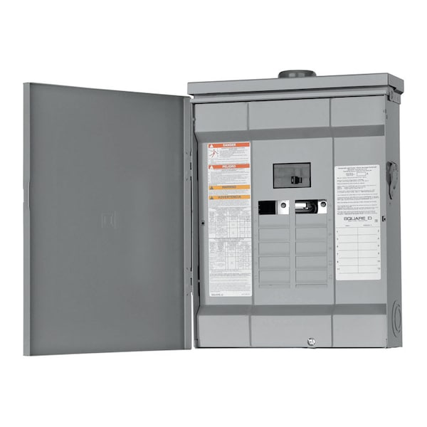 Square D Load Center, HOM, 12 Spaces, 100A, 120/240V AC, Main Lug, 1 Phase - HOM1224M100PRB