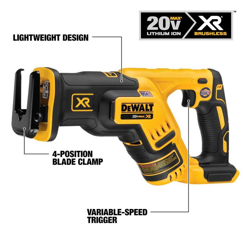 DEWALT 20V MAX XR Sierra de sable compacta sin escobillas inalámbrica (Herramienta solamente) - DCS367B