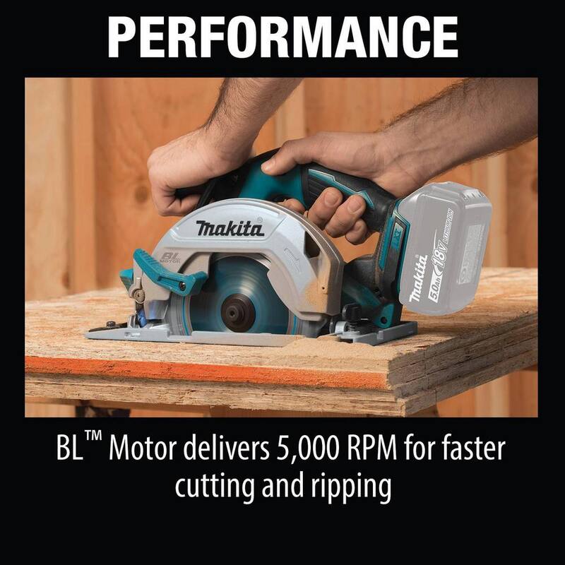Sierra circular inalámbrica Makita 18V LXT de iones de litio sin escobillas de 6-1/2 pulgadas con freno eléctrico y hoja de carburo de 24 dientes (solo herramienta) - XSH03Z