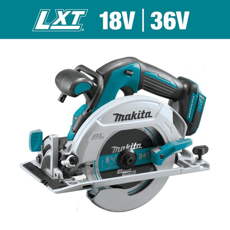 Sierra circular inalámbrica Makita 18V LXT de iones de litio sin escobillas de 6-1/2 pulgadas con freno eléctrico y hoja de carburo de 24 dientes (solo herramienta) - XSH03Z