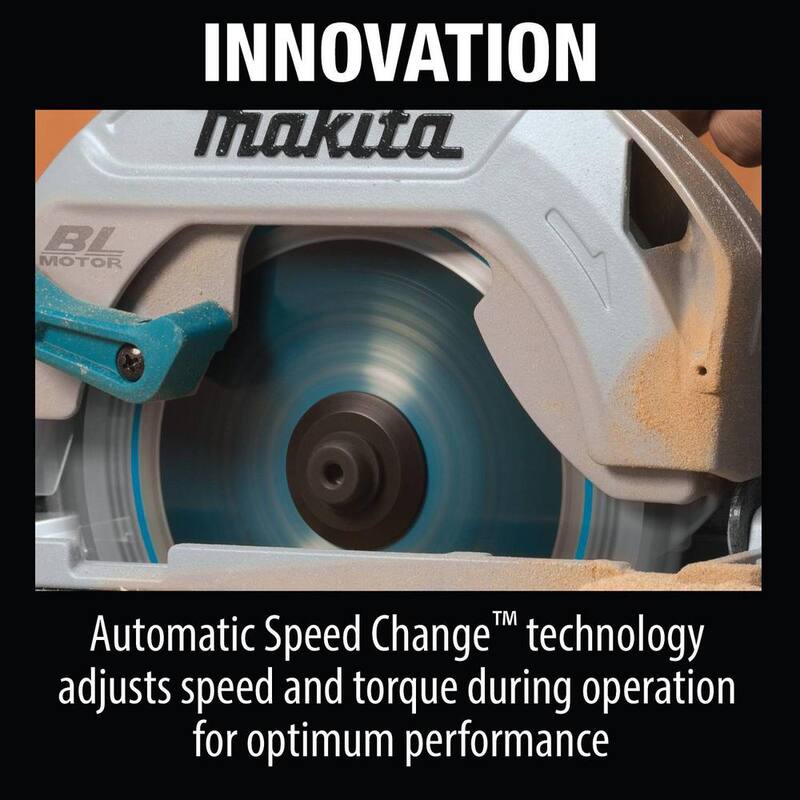 Sierra circular inalámbrica Makita 18V LXT de iones de litio sin escobillas de 6-1/2 pulgadas con freno eléctrico y hoja de carburo de 24 dientes (solo herramienta) - XSH03Z