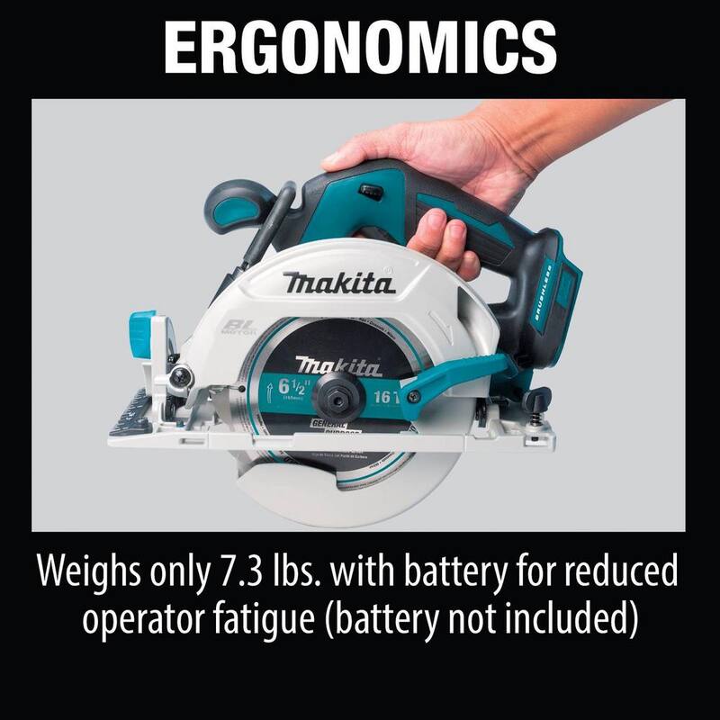 Sierra circular inalámbrica Makita 18V LXT de iones de litio sin escobillas de 6-1/2 pulgadas con freno eléctrico y hoja de carburo de 24 dientes (solo herramienta) - XSH03Z