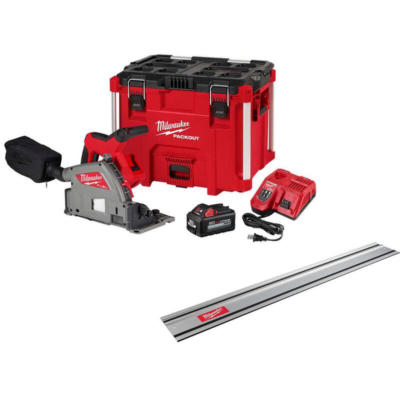 Milwaukee M18 FUEL 18V Sierra de inmersión sin escobillas inalámbrica de 6-1/2 pulgadas con riel de guía de sierra de 55 pulgadas - 2831-21-48-08-0571