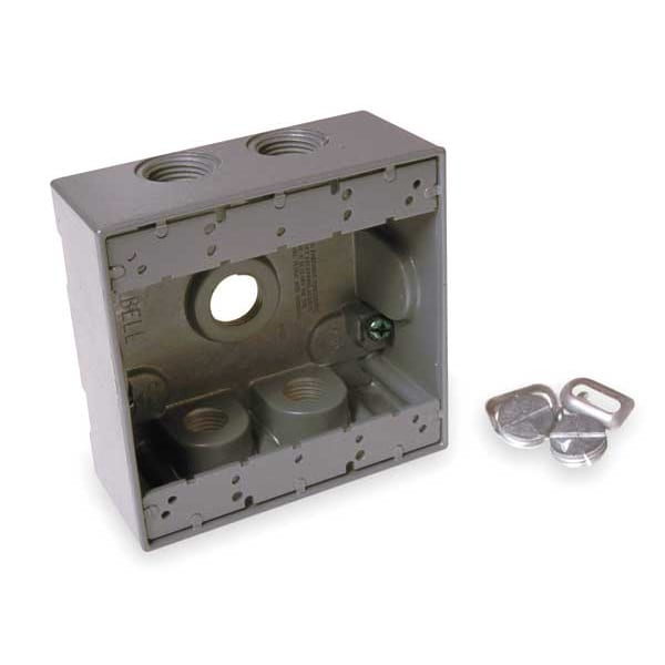 Bell Outdoor Weatherproof Electrical Box, 31 cu in, FSS Box Type, 2 Gangs, Aluminum, Square Shape - 5345-0