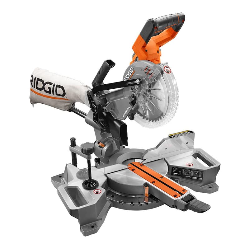 Sierra ingleteadora deslizante inalámbrica sin escobillas RIDGID de 18V de 7-1/4 pulgadas con bisel dual (Herramienta solamente) - R48607B