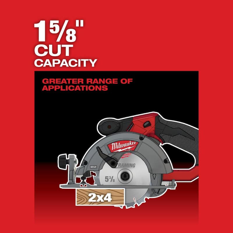 Sierra circular inalámbrica Milwaukee M12 FUEL 12V de Litio-Ion sin escobillas de 5-3/8 pulgadas (Herramienta solamente) - 2530-20