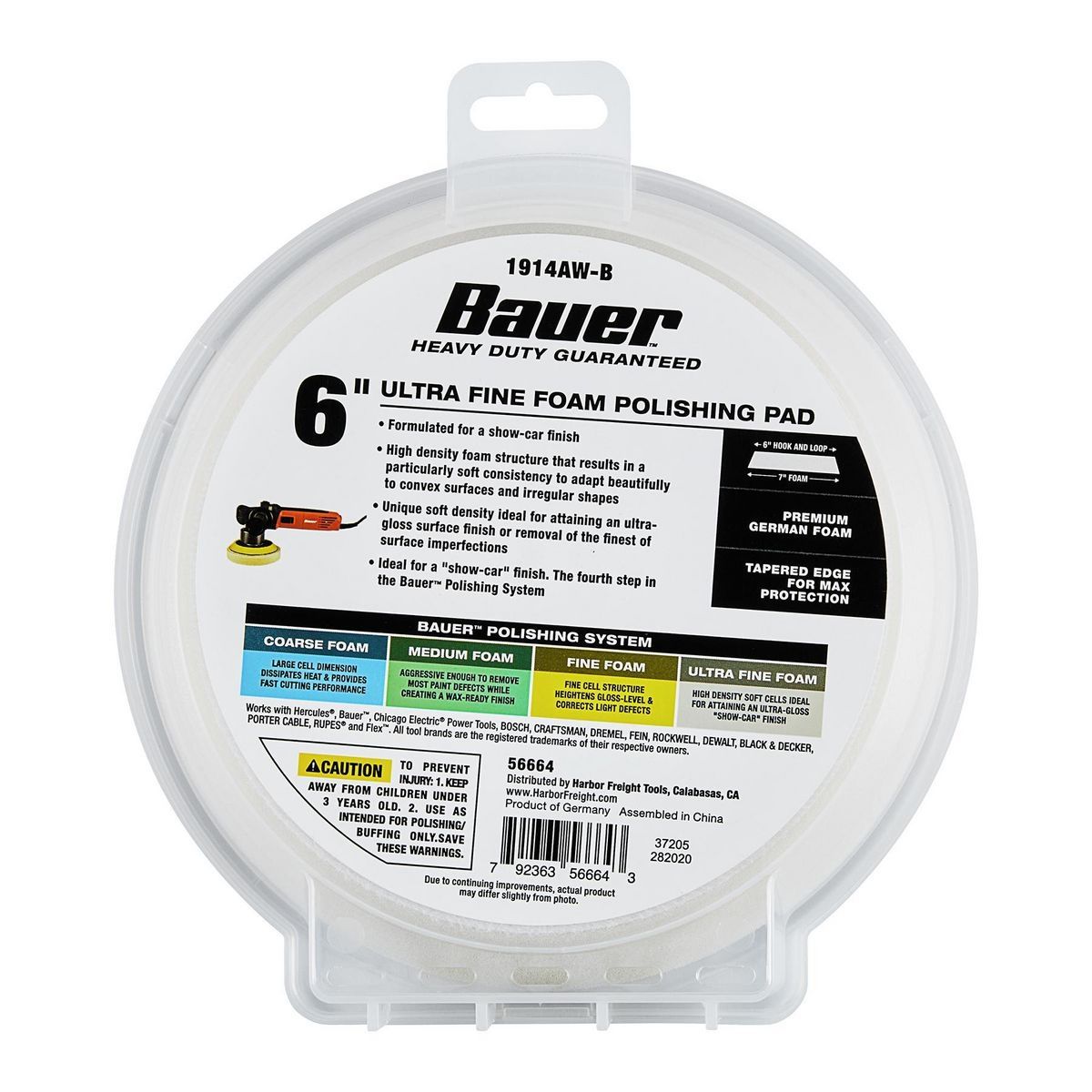 Almohadilla de pulido de espuma ultrafina Bauer de 6 pulgadas - Blanco - 56664