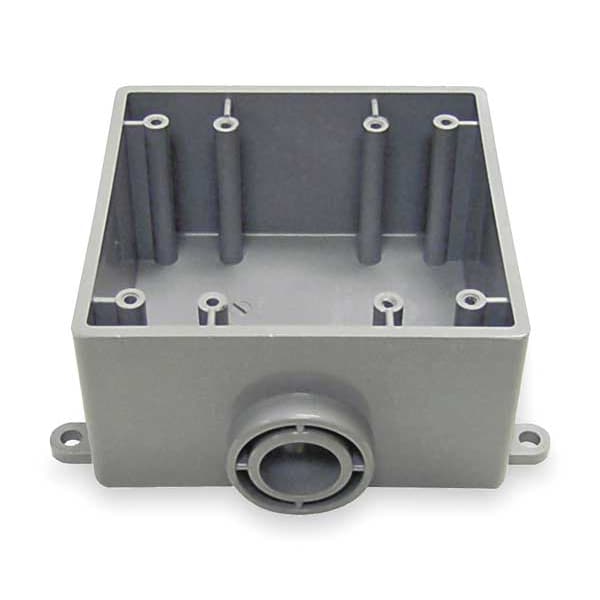Cantex Weatherproof Electrical Box, 37.3 cu in, FSE Box Type, 2 Gangs, PVC, Square Shape - 5133381