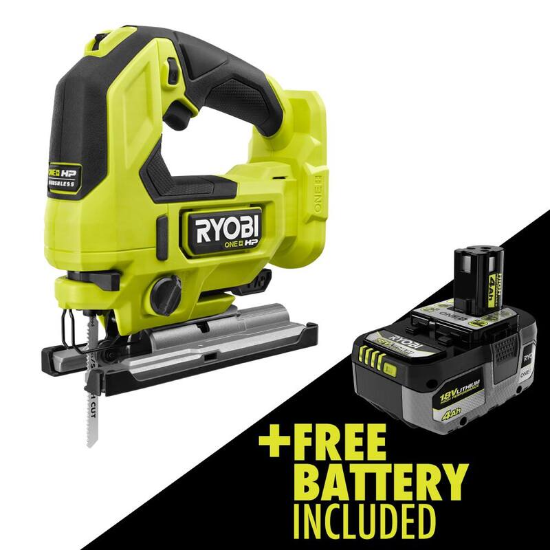 SIERRA DE CALAR INALÁMBRICA SIN ESCOBILLAS RYOBI ONE+ HP 18V con batería de iones de litio de alto rendimiento de 4.0 Ah - PBLJS01B-PBP004