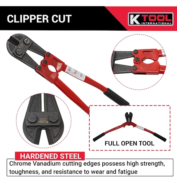 K-Tool International Clipper Cut Bolt Cutters, 18" - KTI-57318