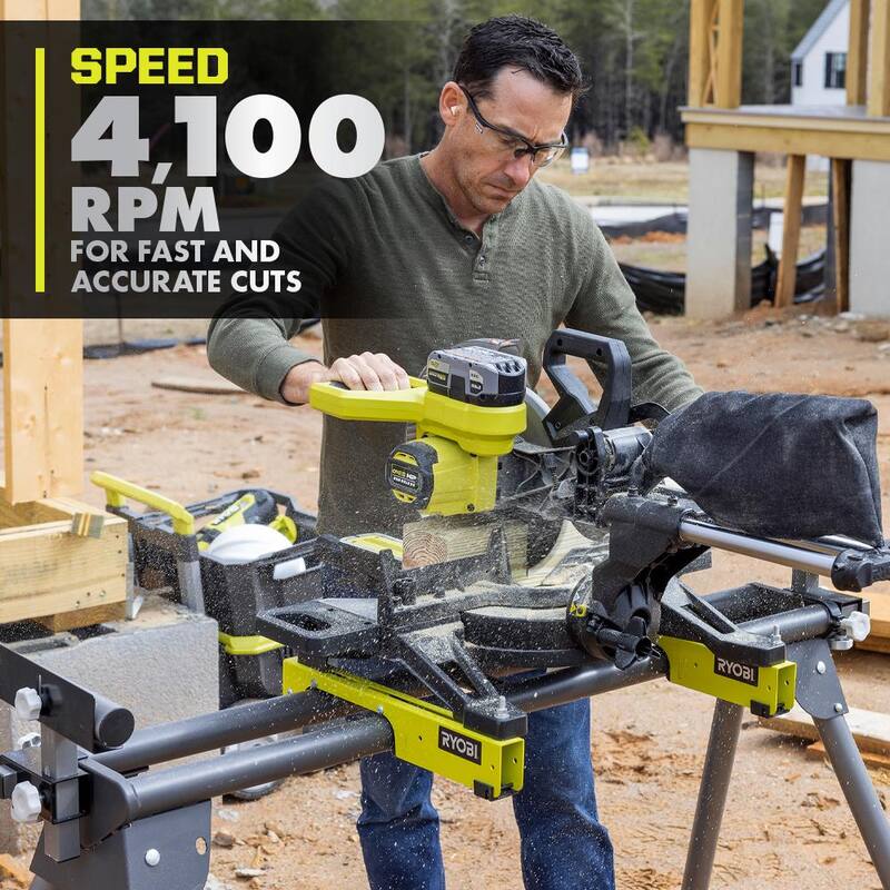 RYOBI ONE+ HP Sierra ingleteadora compuesta deslizante inalámbrica sin escobillas de 10 pulgadas de 18V (Herramienta solamente) - PBLMS01B