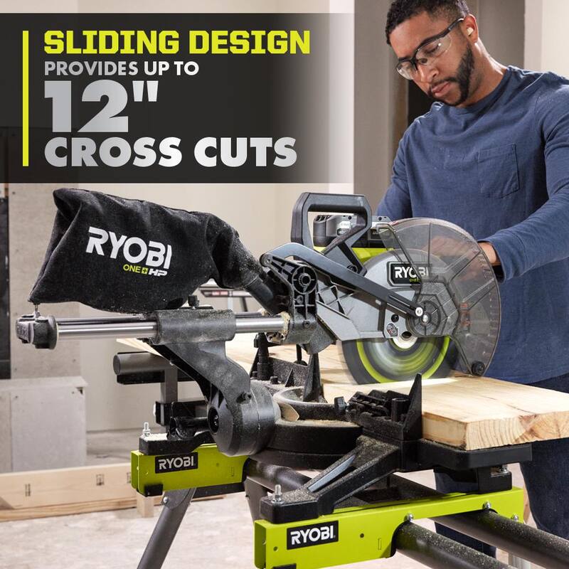 RYOBI ONE+ HP Sierra ingleteadora compuesta deslizante inalámbrica sin escobillas de 10 pulgadas de 18V (Herramienta solamente) - PBLMS01B