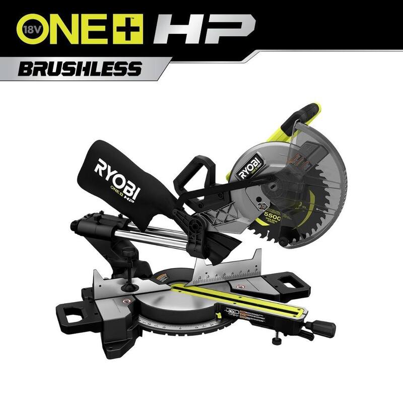 RYOBI ONE+ HP Sierra ingleteadora compuesta deslizante inalámbrica sin escobillas de 10 pulgadas de 18V (Herramienta solamente) - PBLMS01B
